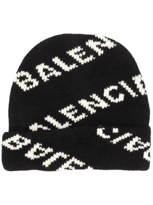 Balenciaga knitted logo beanie - Black