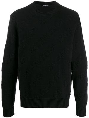 Balenciaga knitted logo jumper - Black