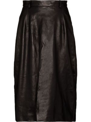Balenciaga lambskin high-waisted midi skirt - Black
