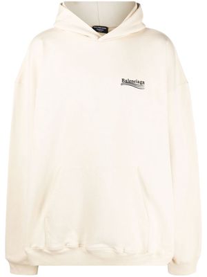 Balenciaga Large Fit logo-print hoodie - Neutrals