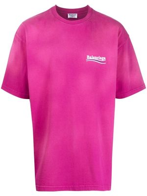 Balenciaga Large Fit logo-print T-shirt - Pink