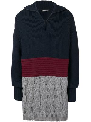 Balenciaga layered high neck sweater - Blue