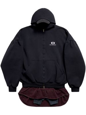 Balenciaga layered hooded jacket - Black