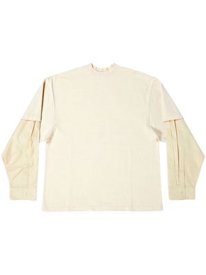 Balenciaga layered long-sleeved cotton T-shirt - Neutrals