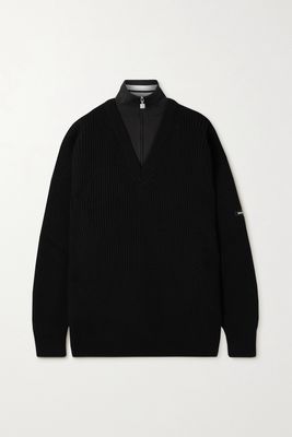 Balenciaga - Layered Ribbed Wool And Stretch-knit Sweater - Black