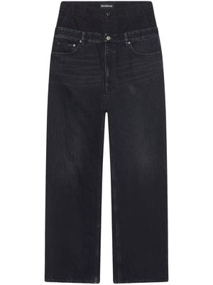 Balenciaga layered wide-leg jeans - Black