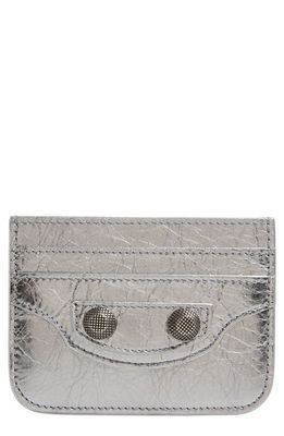 Balenciaga Le Cagole Lambskin Leather Card Holder in Silver
