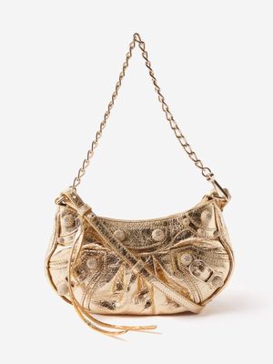 Balenciaga - Le Cagole Studded Leather Shoulder Bag - Womens - Gold