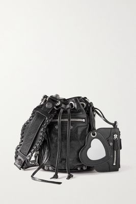 Balenciaga - Le Cagole Xs Studded Crinkled-leather Bucket Bag - Black