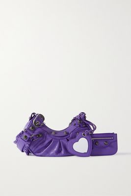 Balenciaga - Le Cagole Xs Studded Crinkled-leather Shoulder Bag - Purple