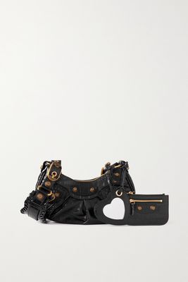 Balenciaga - Le Cagole Xs Studded Croc-effect Leather Shoulder Bag - Black