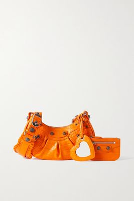 Balenciaga - Le Cagole Xs Studded Croc-effect Leather Shoulder Bag - Orange