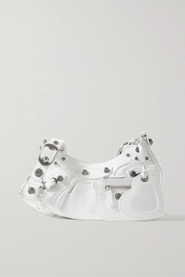 Balenciaga - Le Cagole Xs Studded Croc-effect Leather Shoulder Bag - White