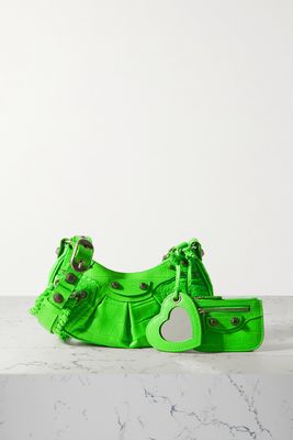Balenciaga - Le Cagole Xs Studded Neon Croc-effect Leather Shoulder Bag - Green