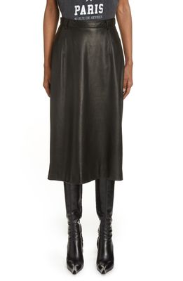 Balenciaga Leather A-Line Midi Skirt in Black