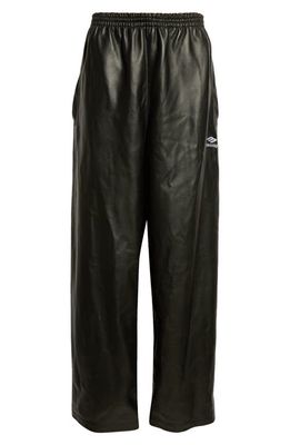 Balenciaga Leather Track Pants in Black