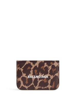 Balenciaga leopard-print leather wallet - Black