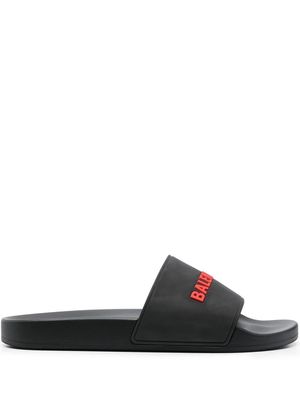 Balenciaga logo-appliqué slides - Black