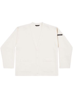 Balenciaga logo-appliqué wool cardigan - White