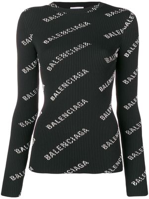 Balenciaga logo crew neck sweater - Black