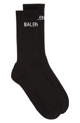Balenciaga Logo Crew Socks in Black/White