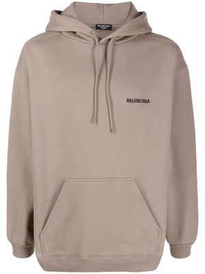 Balenciaga logo drawstring hoodie - Neutrals