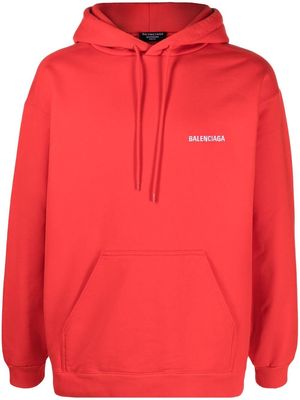 Balenciaga logo drawstring hoodie - Red