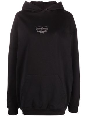 Balenciaga logo-embellished oversize hoodie - Black