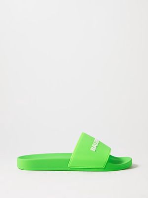 Balenciaga - Logo-embossed Rubber Slides - Mens - Green