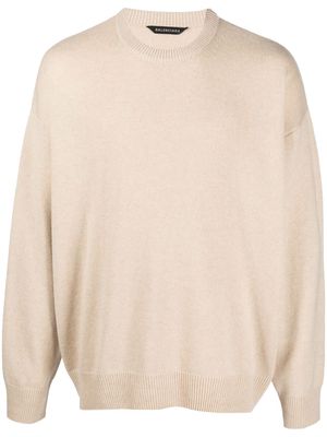 Balenciaga logo-embroidered cashmere jumper - Neutrals