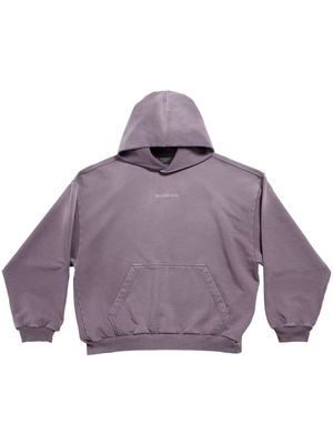Balenciaga logo-embroidered cotton hoodie - Grey