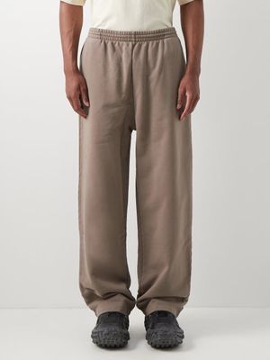 Balenciaga - Logo-embroidered Cotton-jersey Track Pants - Mens - Light Brown