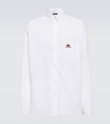Balenciaga Logo embroidered cotton poplin shirt
