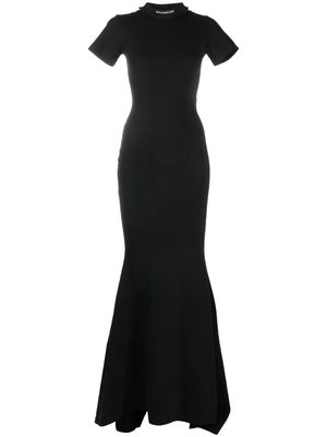 Balenciaga logo-embroidered gown - Black