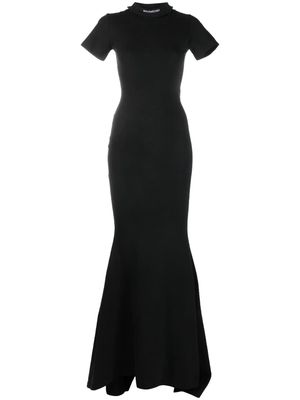 Balenciaga logo-embroidered neckline gown - Black
