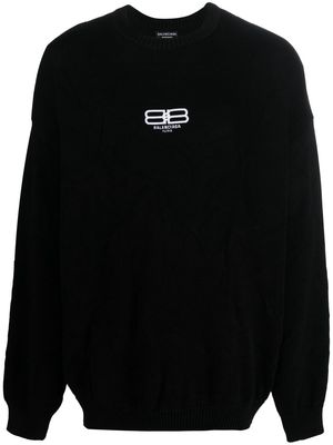 Balenciaga logo-embroidered oversize jumper - Black