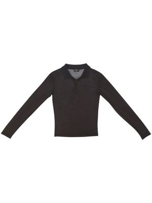 Balenciaga logo-embroidered semi-sheer polo shirt - Black