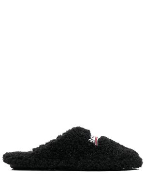 Balenciaga logo-embroidered slippers - Black