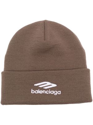 Balenciaga logo-embroidered sports-icon beanie - Brown