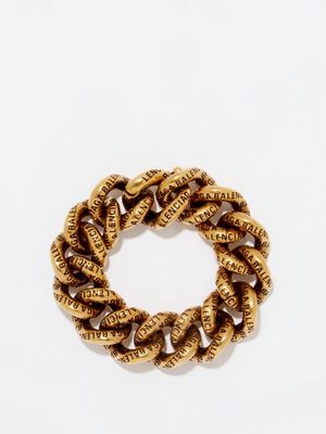 Balenciaga - Logo-engraved Chunky Chain Bracelet - Womens - Gold