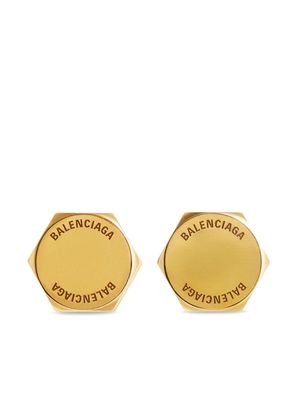 Balenciaga logo-engraved swivel earrings - Gold