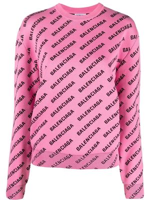 Balenciaga logo-intarsia jumper - Pink