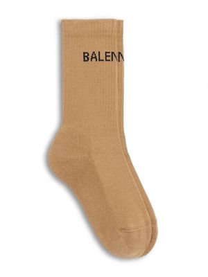 Balenciaga logo intarsia-knit cotton-blend socks - Neutrals