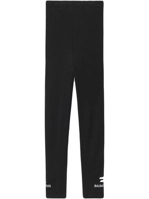 Balenciaga logo-intarsia rib-knit leggings - Black