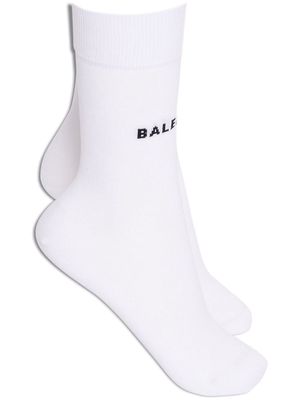 Balenciaga logo-intarsia socks - White