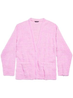 Balenciaga logo-jacquard faux-fur cardigan - Pink