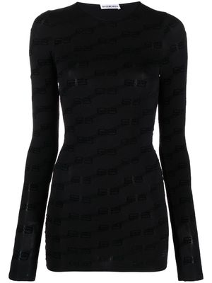 Balenciaga logo-jacquard long-sleeved T-shirt - Black