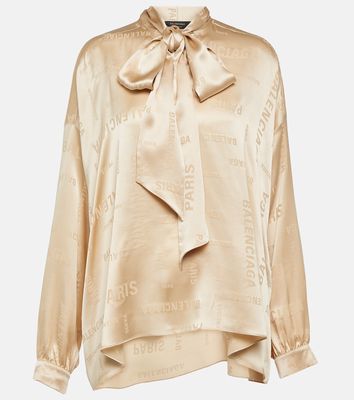Balenciaga Logo jacquard silk blouse