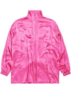 Balenciaga logo-jacquard silk track jacket - Pink