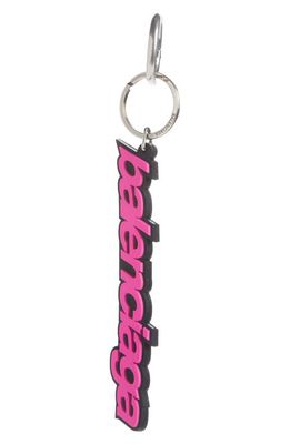 Balenciaga Logo Key Chain in Black /L Fluo Pink
